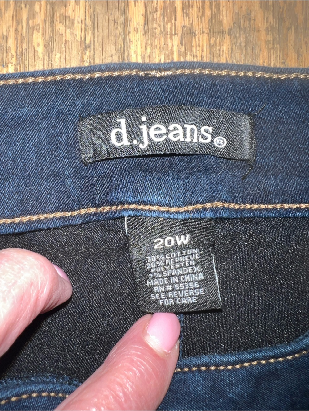 d. jeans Dark Blue Denim Waistband with Contrast Stitching - Picture 2 of 3